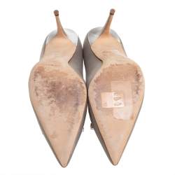 مملوكة مسبقًا حذاء كعب عالى مانولو بلانيك مزخرف بورلاك ساتان رمادى مقاس 37.5