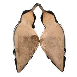 Pre Owned Manolo Blahnik Black Satin and PVC Slingback Gotrianc Sandals Size 38