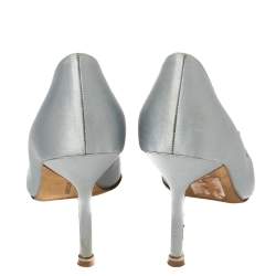 Pre Owned حذاء كعب عالي مانولو بلانيك هانغيسي ساتان أزرق مقاس 37