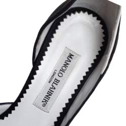 Pre Owned Manolo Blahnik Black Suede Peep Toe Pumps Size 36.5