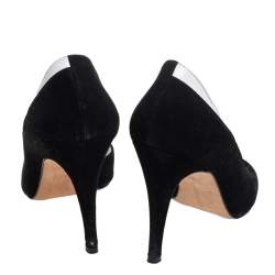 Pre Owned Manolo Blahnik Black Suede Peep Toe Pumps Size 36.5