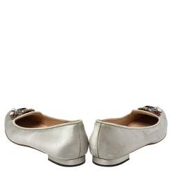 Pre Owned حذاء سليبرز مانولو بلانيك ايوفراسيا سموكينغ ساتان رصاصي مقاس 35