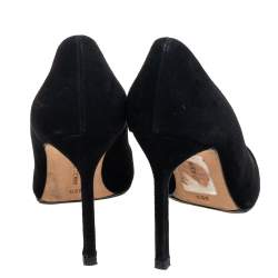 Pre Owned حذاء كعب عالي مانولو بلانيك بيبونتا سويدي و جلد أسود مقاس 36.5