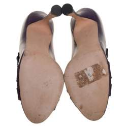 Manolo Blahnik Purple Leather Mary Jane Pumps Size 39.5