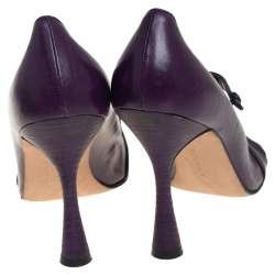 Manolo Blahnik Purple Leather Mary Jane Pumps Size 39.5