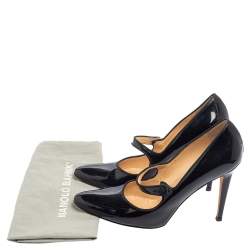 Pre Owned Manolo Blahnik Black Patent Leather Camparinew Mary Jane Pumps Size 39.5