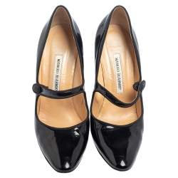 Pre Owned Manolo Blahnik Black Patent Leather Camparinew Mary Jane Pumps Size 39.5