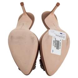 Pre Owned Manolo Blahnik Beige Satin Hangisi Mule Sandals Size 37