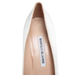 Pre Owned حذاء كعب عالي مانولو بلانيك مزخرف هانغيسي ستان بيج فاتح مقاس 35.5