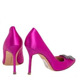 Pre Owned حذاء كعب عالي مانولو بلانيك هانغيسي ساتان ماغينتا مقاس 40