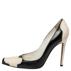 Manolo Blahnik Two Tone Leather And Patent Leather Adra Pumps Size 37.5