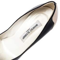 Manolo Blahnik Two Tone Leather And Patent Leather Adra Pumps Size 37.5