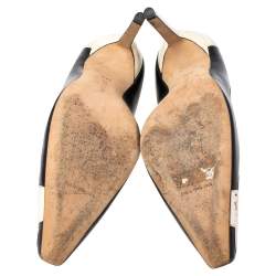 Manolo Blahnik Two Tone Leather And Patent Leather Adra Pumps Size 37.5