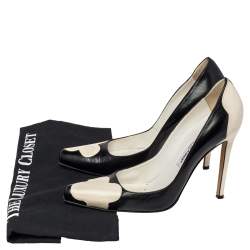 Manolo Blahnik Two Tone Leather And Patent Leather Adra Pumps Size 37.5