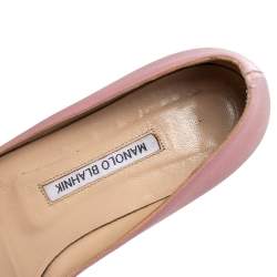 Pre Owned Manolo Blahnik Pink Satin Hangisi Embellished Ballet Flats Size 38.5
