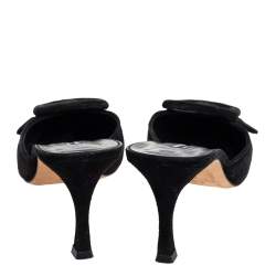 Pre Owned Manolo Blahnik Black Suede Maysale Mule Sandals Size 40.5