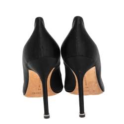 Pre Owned Manolo Blahnik Black Satin Hangisi  Pumps Size 42