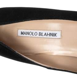 Pre Owned Manolo Blahnik Black Satin Hangisi  Pumps Size 42