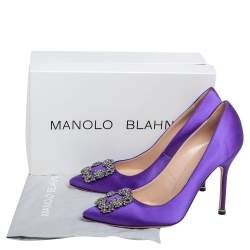 Pre Owned Manolo Blahnik Purple Satin Hangisi Pumps Size 39