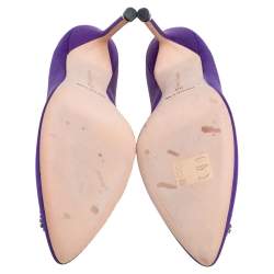 Pre Owned Manolo Blahnik Purple Satin Hangisi Pumps Size 39