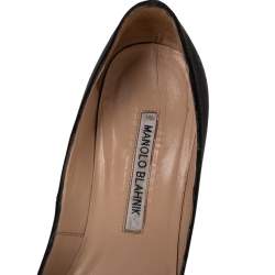 Pre Owned Manolo Blahnik  Black Satin Hangisi Pumps Size 36.5