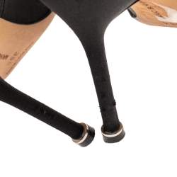 Pre Owned Manolo Blahnik  Black Satin Hangisi Pumps Size 36.5