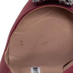 Pre Owned Manolo Blahnik Burgundy Satin Hangisi Pumps Size 39