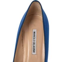 Pre Owned Manolo Blahnik Blue Satin Hangisi Pumps Size 39