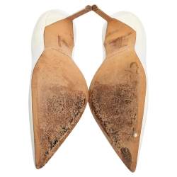 Pre Owned Manolo Blahnik White Patent Leather BB Pointed Toe Pumps Size 37