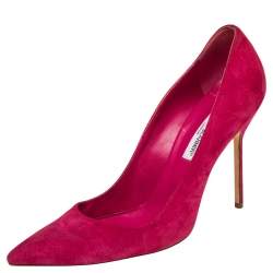 Pre Owned Manolo Blahnik Fuchsia Suede Pointed Toe BB Pumps Size 41