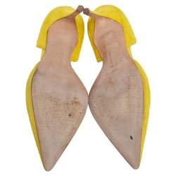 Pre Owned حذاء كعب عالي مانولو بلانيك تايلر سويدي أصفر مقدمة مدببة مقاس 39
