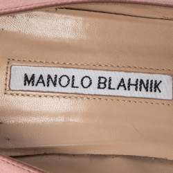 مملوكة مسبقًا حذاء كعب عالي مانولو بلانيك ساتان وردي داكن مزين هانغيسي مقاس 40