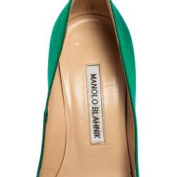 Pre Owned حذاء كعب عالي مالون سولييه أوكافا ساتان أخضر مقدمة مدببة مقاس 35.5