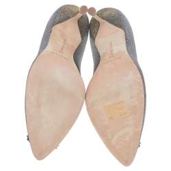 مملوكة مسبقًا Manolo Blahnik Multicolor Glitter Fabric Hangisi Crystal Embellished Pumps Size 38