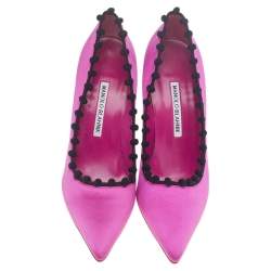 مملوكة مسبقًا Manolo Blahnik Pink Satin BB Pointed Toe Pumps Size 38