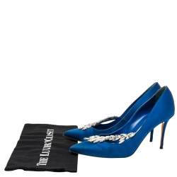 Pre Owned Manolo Blahnik  Blue Satin Nadira Pumps Size 37