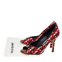 Manolo Blahnik Multicolor Fabric Peep toe Pumps Size 37.5