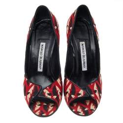 Manolo Blahnik Multicolor Fabric Peep toe Pumps Size 37.5