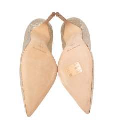 Pre Owned حذاء كعب عالي مانولو بلانيك غليتر ذهبي مقدمة مدببة مقاس 36.5