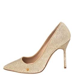 Pre Owned حذاء كعب عالي مانولو بلانيك غليتر ذهبي مقدمة مدببة مقاس 36.5