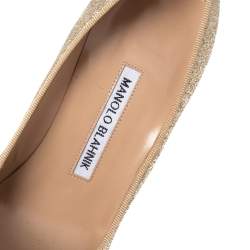 Pre Owned حذاء كعب عالي مانولو بلانيك غليتر ذهبي مقدمة مدببة مقاس 36.5