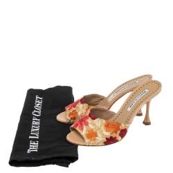 Pre Owned Manolo Blahnik Multicolor Lurex Fabric Sandals Size 37.5