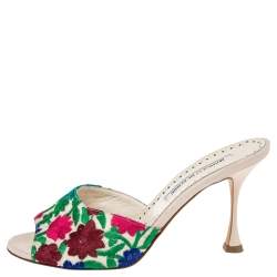 Pre Owned Manolo Blahnik Multicolor Lurex Fabric Sandals Size 37