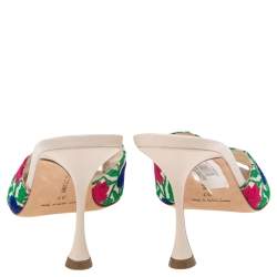 Pre Owned Manolo Blahnik Multicolor Lurex Fabric Sandals Size 37