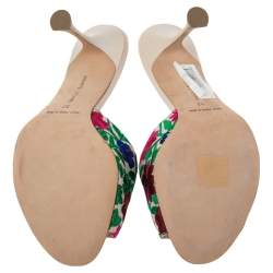 Pre Owned Manolo Blahnik Multicolor Lurex Fabric Sandals Size 37