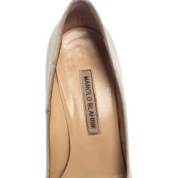 Manolo Blahnik Grey Satin  'Eufrasia' Pumps Size 38