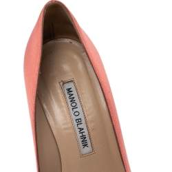 Pre Owned حذاء كعب عالي مانولو بلانيك هانغيسي ساتان وردي مقاس 35.5