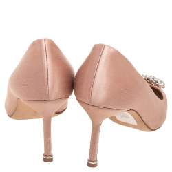 Pre Owned حذاء كعب عالي مانولو بلانيك هانغيسي ساتان وردي مقاس 38