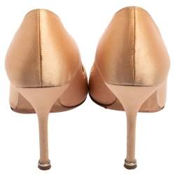 Pre Owned Manolo Blahnik Beige Satin Hangisi Pumps Size 36