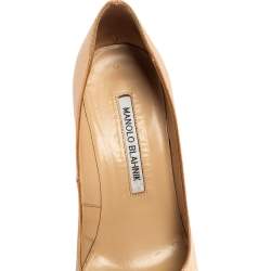 Pre Owned Manolo Blahnik Beige Satin Hangisi Pumps Size 36